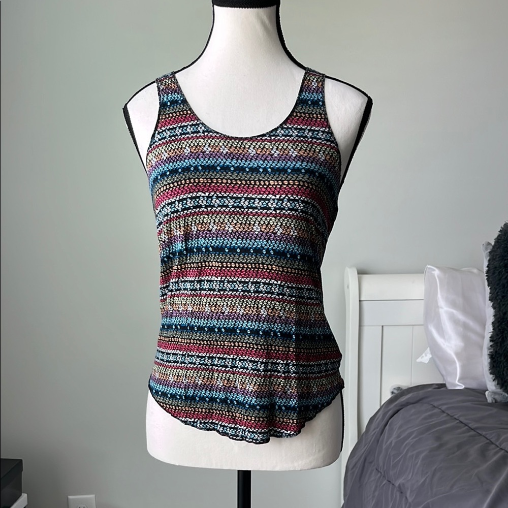 Mudd Rainbow Geometric Tank Top